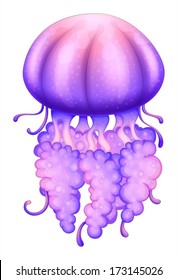 Illustration of a lavender jellyfish on a white background