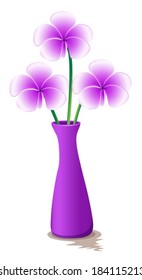 Illustration of a lavender vase with flowers on a white background