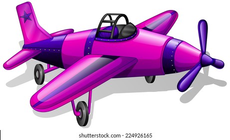 Illustration of a lavender vintage plane on a white background    