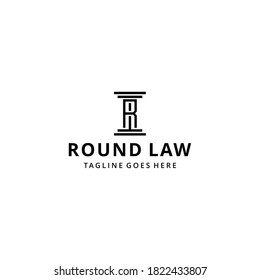 Illustration of law firm with pillar R sign logo design template