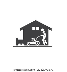 illustration of lawn mower, gardener equipment, vector art.