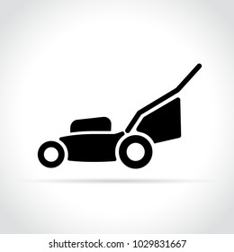 Illustration of lawn mower icon on white background