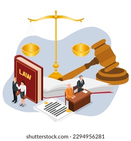 illustration of a lawyer defending a client in court. law firm and legal services concept, lawyer consultant, flat illustration vector