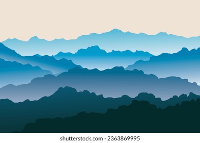 illustration the layer of the mountain with fox background.