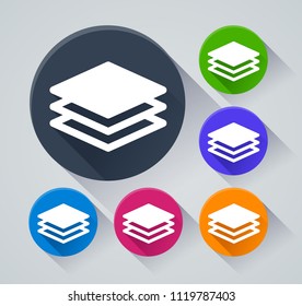 Illustration of layers circle icons with shadow