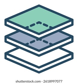 Illustration of a layers icon with multiple levels. Vector image suitable for design and web purposes.