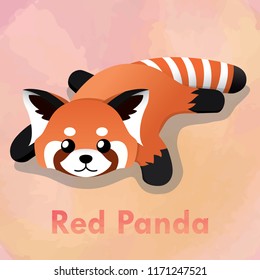 illustration of laying cute red panda