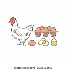illustration of laying hen, vector art.