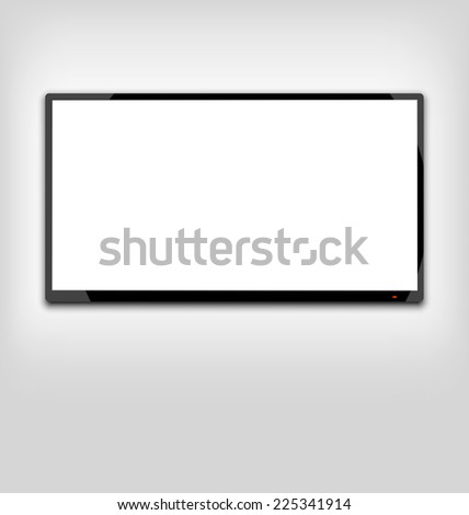 Illustration LCD or LED tv screen hanging on the wall - vector