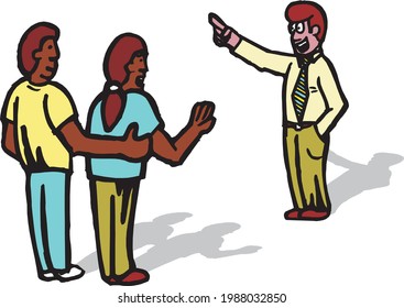 illustration of leader cheering his team 