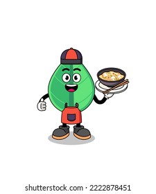 Illustration of leaf as an asian chef , character design
