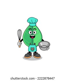 Illustration of leaf as a bakery chef , character design