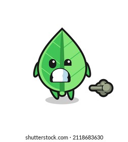 the illustration of the leaf cartoon doing fart , cute style design for t shirt, sticker, logo element