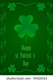 illustration  of a leaf clover to the st.Patrick Day isolated on green  background