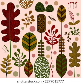  illustration leaf free shape swaying curve warm colors summer
