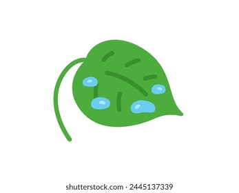 Illustration of a leaf icon with water drops.