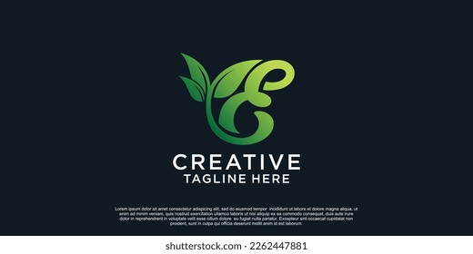 Illustration des Blattzeichens E einzigartiges Konzept Premium Vector