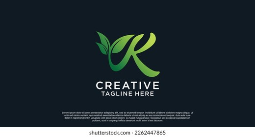 Illustration des Logos für Blatt-Buchstaben K einzigartiges Konzept Premium Vector
