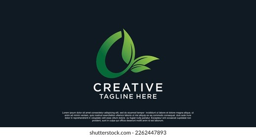 Illustration of leaf letter logo O unique concept Premium Vector