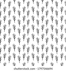 Illustration of a leaf pattern. Floral organic background. Hand-drawn sheet texture.