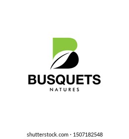 Illustration of the leaf sign in the middle of the letter B made negative space logo
