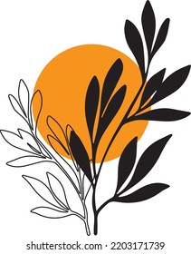 illustration of leaf silhouette , modern nature art