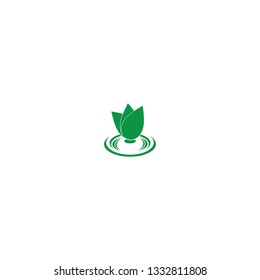 ILLUSTRATION LEAF WITH WATER NATURE ELEMENT LOGO DESIGN VECTOR