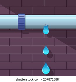 Illustration of a leaking pipe dripping water. vector images.