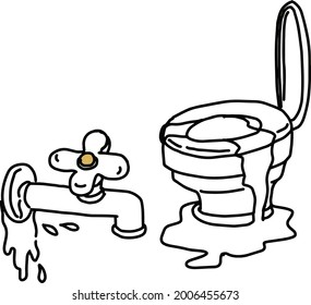Illustration of a leaking toilet or water supply