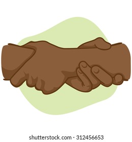 Illustration leaning hands holding a wrist of the other, African descent. Ideal for catalogs, informative and institutional material