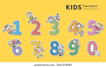 Illustration for learning numbers and kids.