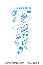 Illustration of learning process through internet & using technology. This illustration depicts the advantage of information technology