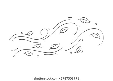 An illustration of leaves falling in the wind