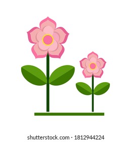 
Illustration of leaves and flowers in flat style. valentines day theme. vector illustration.