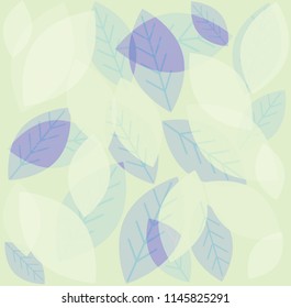 Illustration with leaves on light mint background    