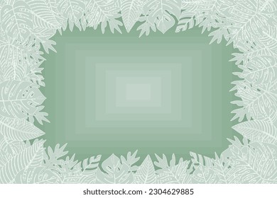 Illustration of the leaves on square light green background.