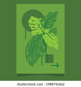 Illustration of leaves with a series of beautiful shapes for graphic design needs, poster printing, poster templates and art prints with color tones dominated by green