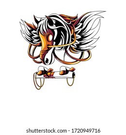 illustration of the legendary animal, the pegasus winged horse by using a unique style