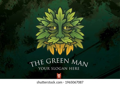 An Illustration Of A Legendary Character, The Green Man, Primarily Interpreted As A Symbol Of Rebirth, Representing The Cycle Of New Growth That Occurs Every Spring, On A Abstract Background