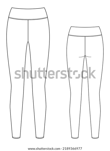 Illustration Leggings Front Back View Technical Stock Vector (Royalty ...