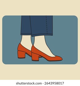 illustration of legs with jeans and red heels