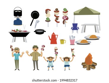 An illustration of leisure.
Summer icon material. A person in summer clothes. 
A summer design material collection.
