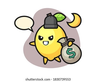 Illustration of lemon cartoon is stolen the money