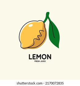 Illustration of a lemon in a flat style. Isolated image on a light background. Vector icon.