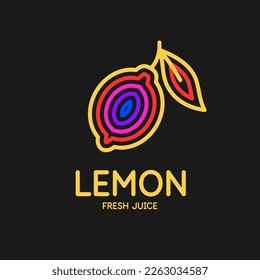 Ilustración de un limón en un estilo plano. Imagen aislada en un fondo oscuro. Icono del vector.