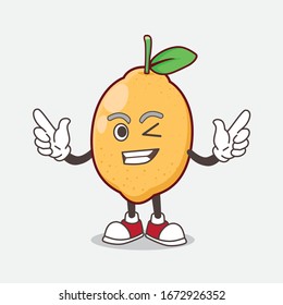 An illustration of Lemon Fruit cartoon mascot character with Winking eye