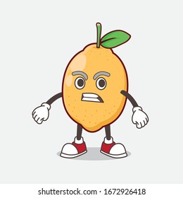 An illustration of Lemon Fruit cartoon mascot character with angry face