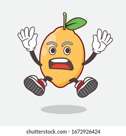 An illustration of Lemon Fruit cartoon mascot character with shocking gesture