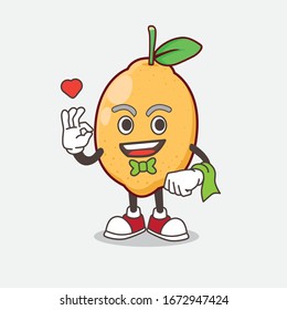 An illustration of Lemon Fruit cartoon mascot character working as a Waiter