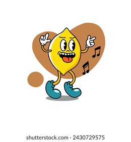 ilustración personajes de fruta de limón con emociones y expresiones lindas